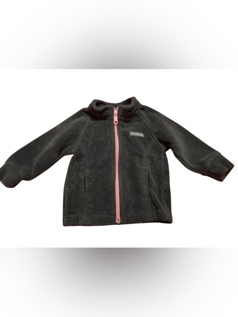 Columbia Infant Black Fleece Jacket with Pink Center Zipper, 6-12M